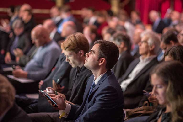 The audience setting the topic with live polling